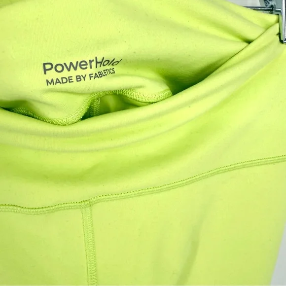 Fabletics PowerHold Lime Neon Green Bike Shorts High Waist Gym Workout - Picture 2 of 5